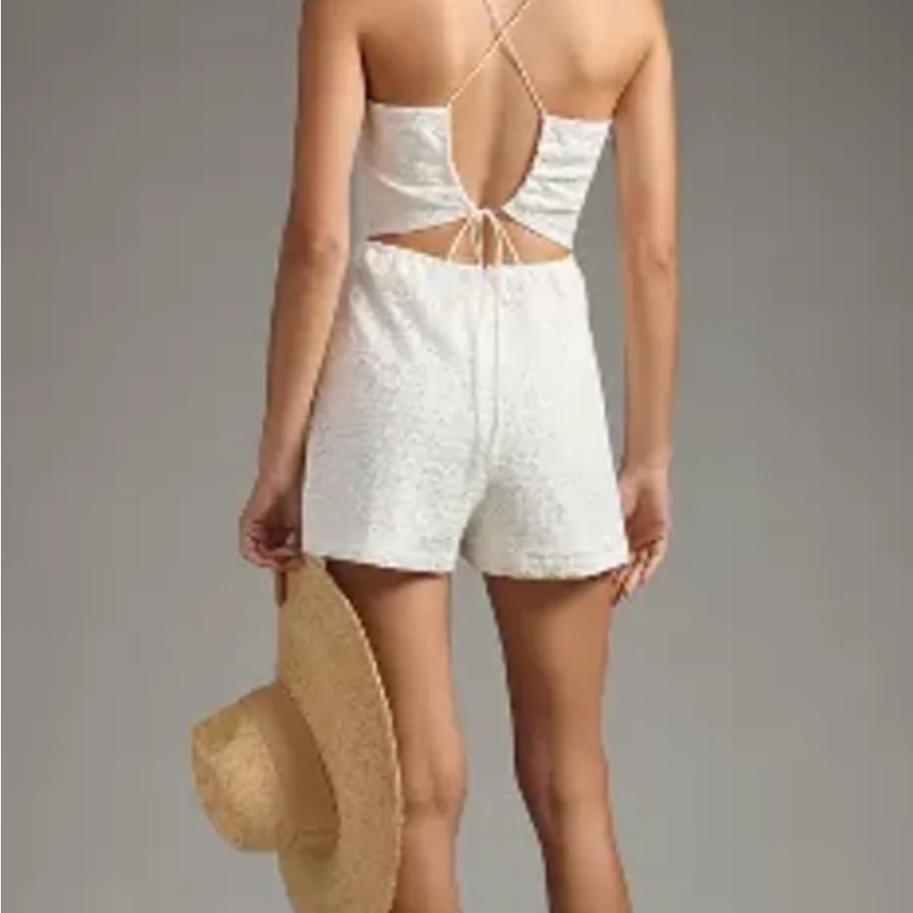 If by sea Anthropologie white eyelet romper. Size large! Never worn! - Picture 3 of 8